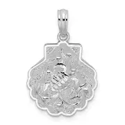 Sterling Silver De-Ani Rhodium-Plated Polished And Textured Shell / Sea Turtles Pendant