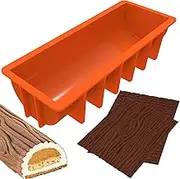 Webake Yule Log Cake Pan Silicone Yule Log Cake Mold with 2 Bark Mat, Christmas Cake Mold for Cake, Jello, Dessert, Great for Christmas (3 Pcs)