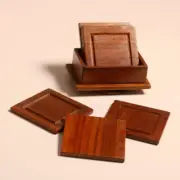 Tea Coasters wooden kitchen Table Gift Set of 5 Mini Log Tea Coasters Club Decor