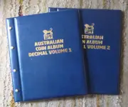 VST AUSTRALIAN 2 Volumes DECIMAL COIN ALBUMS BLUE Colour 1966 to 2023 MINTAGES