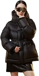 [Haitpant] Winter Thicken Goose Down Jacket Women Black Gold Solid Hooded Slim Waist Short Warm Goose Down Coat