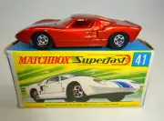 Matchbox Superfast No. 41A Ford GT metallic red rare dark yellow base boxed