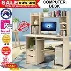 Large Computer Desk Workstation Home Study Shelves Cabinet Table White Oak NEW