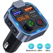 LENCENT FM Transmitter Wireless Bluetooth 5.0 Handsfree Car Kit Audio MP3 Player