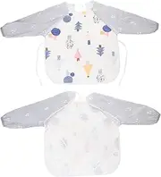ERINGOGO Smock Aprons Long Sleeve Long Sleeved Bib Painting Smock Art Smock Apron Aprons Feeding Smock Bibs Blue