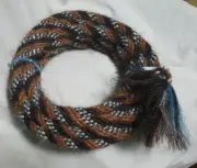 Mane Horse Hair Mecate 22 ft., 5/8" diameter, w/ Blue, Tan, White, Black- Blue D