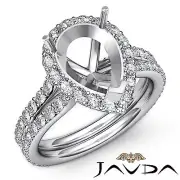 Halo Setting Pear Shape Semi Mount Diamond Anniversary Ring Platinum 950 1.3Ctw
