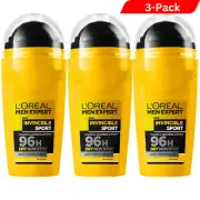 3 x Loreal Men Expert Deodorant 96H Invincible XXL Sport Deo-roll-on, 50 ml