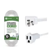 Heavy Duty Appliance Extension Cord, 14 AWG - 3 Prong Grounded Flat Plug, Whi...