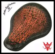Spring Seat Chopper Harley Sportster 13x15" Ant Orange Alligator Leather Dyna