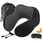 Travel Pillow, Memory Foam Neck Pillow with 360-Degree Head Support Comfortable Airplane Pillow with Storage Bag Lightweight Traveling Pillow for Sleeping, Car, Train, Bus and Home Use