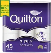 Toilet Paper 45 Rolls Quilton 3 Ply White Soft Tissue Au
