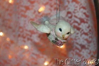 Christmas Ornaments Kurt Adler Flying Bird With Feathers Shabby Cottage Chic