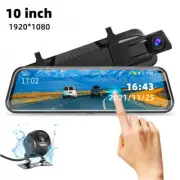 10"Touch Dual Lens HD Car DVR Rearview Video Dash Cam Recorder Camera G-Sensor