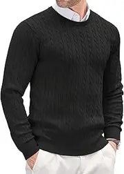 [Generic] Mens Textured Long Sleeve Knitted Sweater Business Knitted Waffle Pullover Casual Cotton Crewneck Sweatshirts