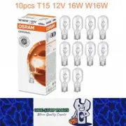 10 x OSRAM T15 12V 16W W16W Original Clear Incandescent Osram T15 Wedge Globes