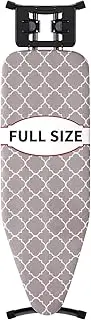 Full Size Ironing Board 57" L X15 W, Large Wide Sturdy Ironing Board with Iron Rest, Foldable Adjustable Iron Board with Heat Resistant Cover, Enhanced Stability (Black Gray)
