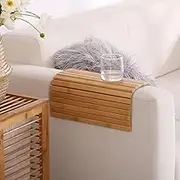 Sherwood Home Flexible 100% Bamboo Colour Sofa Protection Armrest Tray with Non-Slip Base Provides Stable Durable Base Must-have Accessory For Your Home Keep Safe from Spills - Natural (42x33.5x1.2cm)