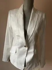 White House Black Market Linen Blazer Jacket Size 4, White, New
