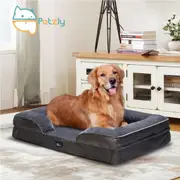 Petzly Dog Bed with Sides Egg-Crate Foam Removable Washable Cover Grey XL