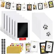 6 Pack Inkless Paw Print Kit, Clean Touch Ink Pads for Dog Cat Paw Nose Prints with Keepsake Frames - Mess-Free Pet & Baby Footprint Kit, for Pet Lover Newborn Parents, Black