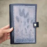 Vtg Handmade Hand Tooled Leather Art Journal Refillable Embossed Retro Hippie