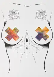 [Pastease] Neon Rainbow Cross Nipple Pasties