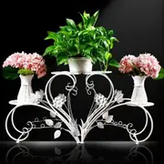 Fin Heart Shape Plant Stand Rack Metal Patio Stand Shelf 4 Pots Holder Wrought Iron