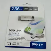PNY 256GB DUO LINK USB 3.2 Type-C /A Dual Flash Drive for Android 256GB, Silver