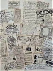 christmas ephemera, vintage, aged papers, junk journal supplies, collage