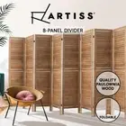 Artiss 8 Panel Room Divider Screen Partition Privacy Louver Wood Stand Oak