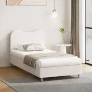 Oikiture Bed Frame Single Size Boucle Cloud Shape Headboard Wood Slats White