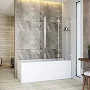 Elegant Over Bath Frameless Shower Screen Swing Fixed Bath Panel,10mm Toughened Glass,900x1450mm