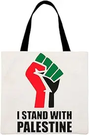 [GETBSTOOP] Large Palestine Fist Tote Bag Lightweight Lettter Print Shoulder Bag Women Palestinian Freedom Handbag Souvenir Satchel Bag Reusable Grocery Bag