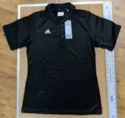Adidas Women's Basics Black Polo Shirt Size Medium Climalite NWT