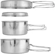 Camping Cookware Set Stainless Steel Camping Pots and Pan Cooking Mess Set for Picnic 4 Pcs