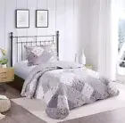and Beige Rose Patchwork, 2-Piece Quilt Set with 1 Sham, Quilt Set Twin Lilac