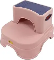 2 Step Stool for Kids - Antiskid Double Up Height Adjustable Widened Base Toddler Stool - Detachable for Bathroom Kitchen Sink and Toilet Potty Training