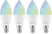 Smart LED WiFi Bulb FRESHIN E14 4.5W RGBCW LED Lamp Bulb Dimmable Light Bulb Color Changeable, Compatible with Alexa, Google Home No Hub Required （4 Pack, Candle