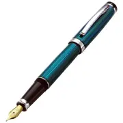 Xezo Handcrafted Incognito Blue Fountain Pen, FINE Nib. Platinum Pl. Diamond Cut