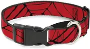 Dog Collar Martingale Spiderweb Red Black 11 to 17 Inches 1.0 Inch Wide