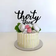Acrylic Black 'thirty three' Birthday Cake Topper