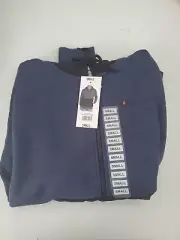 Champion Fleece Hoodie S Navy Black Mens Woven Mix Half Zip Sweatshirt Jacket