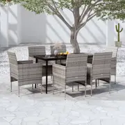7 Piece Garden Dining Set with Cushions Grey and Black vidaXL