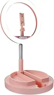 jojofuny 1pc Mobile Phone Beauty Stand Retractable Lamp Cell Phone Mount Ring Bracket Folding Beauty Lamp Eye Protection Light Portable Beauty Lamp Lamps for Desk Phone Ring Light Abs Pink