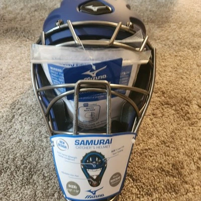 BRAND NEW Mizuno Samurai Youth Royal Blue Catcher's Helmet (6.5"-7 1/4")
