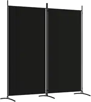 vidaXL 2-Panel Room Divider in Black - High Functionality Privacy Screen Made of Fabric to Divide Rooms and Block Sunlight - Foldable for Easy Storage
