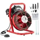 VEVOR Drain Cleaner Machine Drain Auger 50FT x 3/8 Inch Manual Feed & 4 Cutters