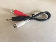 2 Cables, 8" Audio Y Cable 3.5mm Mono Plug to 2 RCA Female - Multicolor