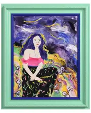 Empire Art Direct "Night Galaxy" Hand-Painted Embellished Canvas Wall Art with Baroque Frame